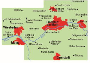 Blattschnitt ADFC Regionalkarte Frankfurt Wiesbaden Darmstadt Fahrradkarte